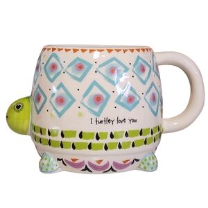 Natural Life I Turtley Love You Turtle Shaped Folk Decorative Ceramic 16oz Mug